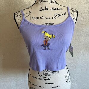 Vintage 90s Nickelodeon Rugrats Lavender Ribbed Cropped Tank Top